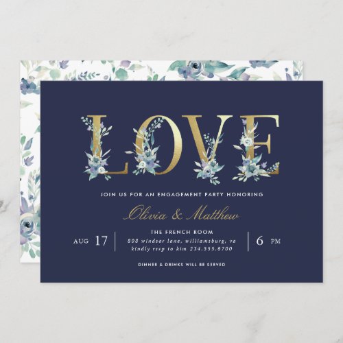 Luxe Floral Engagement Party Invitation