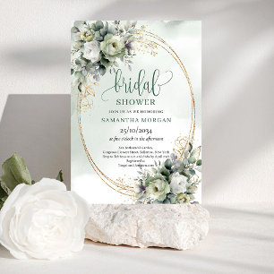 Luxe Floral Eucalyptus Gold Bridal Shower Invites