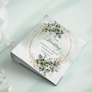 Luxe Floral Greenery Gold Wedding Memory Album 3 Ring Binder