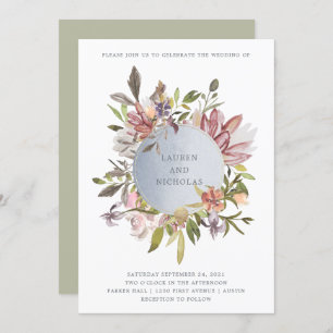 Luxe Floral in Moss Elegant Watercolor Wedding Invitation