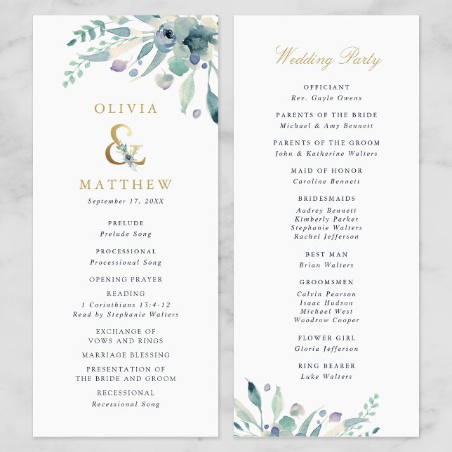 Luxe Floral Wedding Ceremony Program (Creator Uploaded)