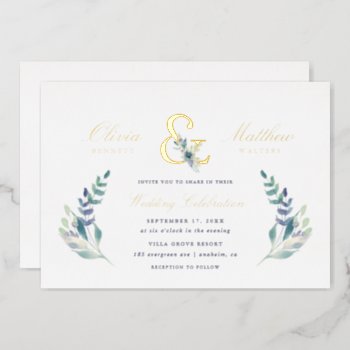 Luxe Floral Wedding Foil Invitation by rileyandzoe at Zazzle