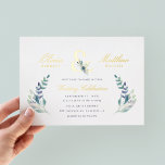 Luxe Floral Wedding Foil Invitation<br><div class="desc">Affordable custom printed wedding invitations personalized with your event details. This elegant design features a gold foil ampersand with delicate blue and green watercolor florals on a white background. Use the design tools to customize the text, edit the fonts and colors or add your own photos to create a classy...</div>