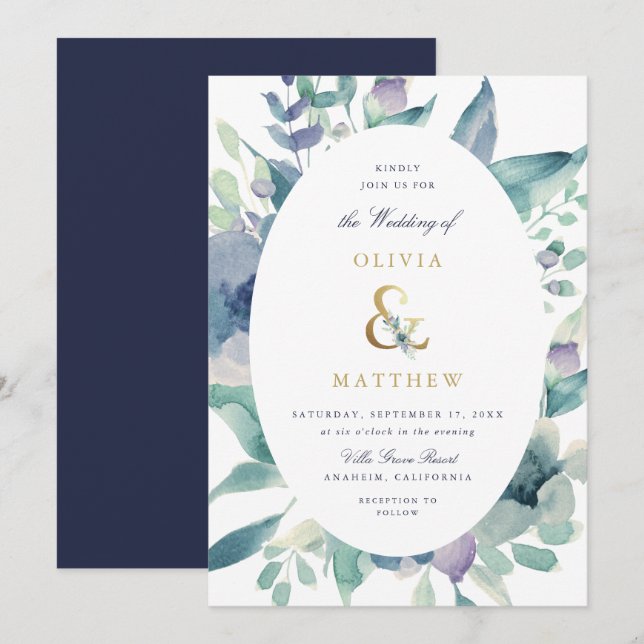 Luxe Floral Wedding Invitation (Front/Back)