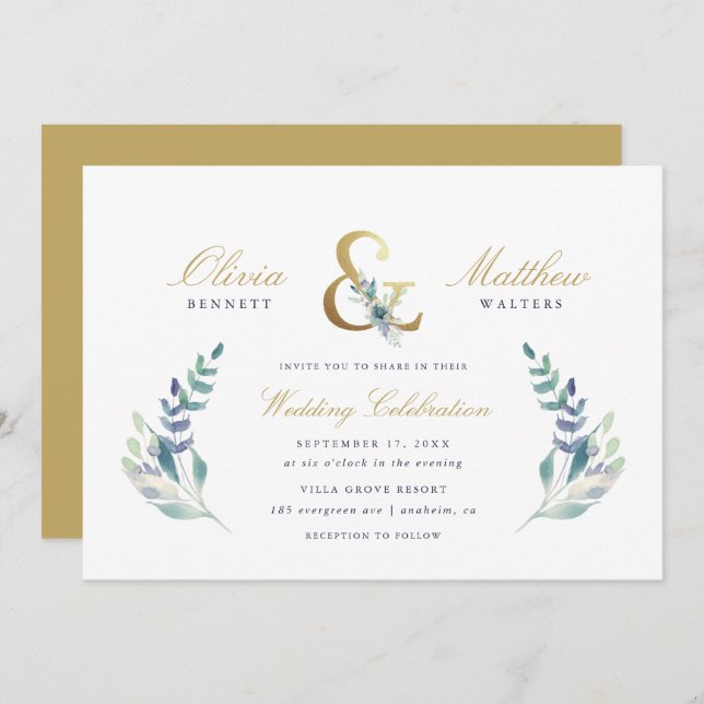 Luxe Floral Wedding Invitation (Front/Back)