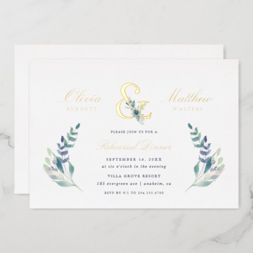 Luxe Floral Wedding Rehearsal Dinner Foil Invitati Foil Invitation