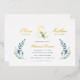 Luxe Floral Wedding Rehearsal Dinner Foil Invitati Invitation