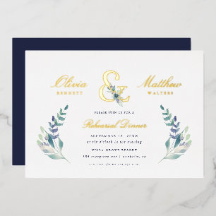 Luxe Floral Wedding Rehearsal Dinner Foil Invitation