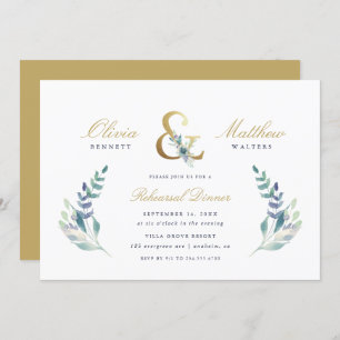 Luxe Floral Wedding Rehearsal Dinner Invitation