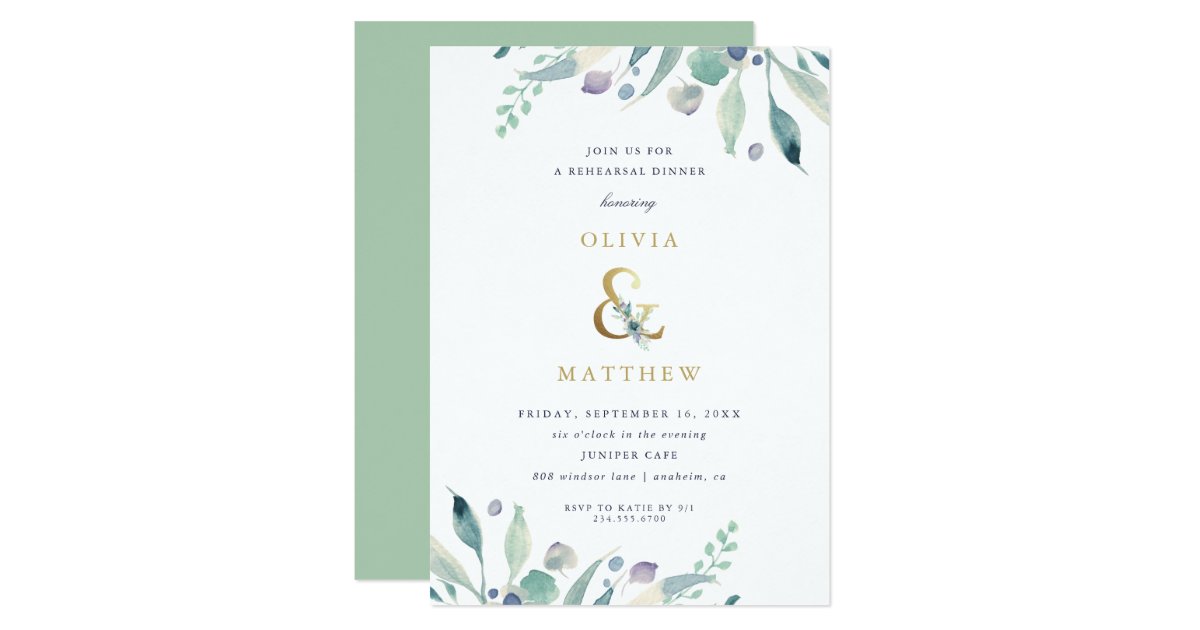 Luxe Floral Wedding Rehearsal Dinner Invitation Zazzle com