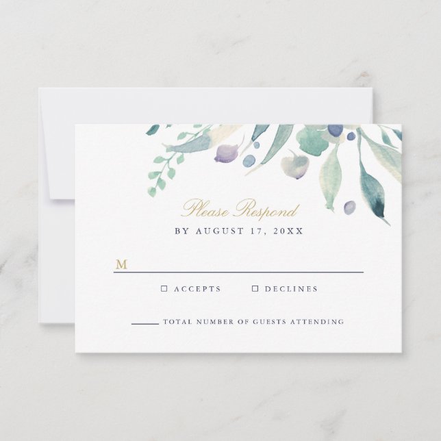 Luxe Floral Wedding RSVP Card (Front)