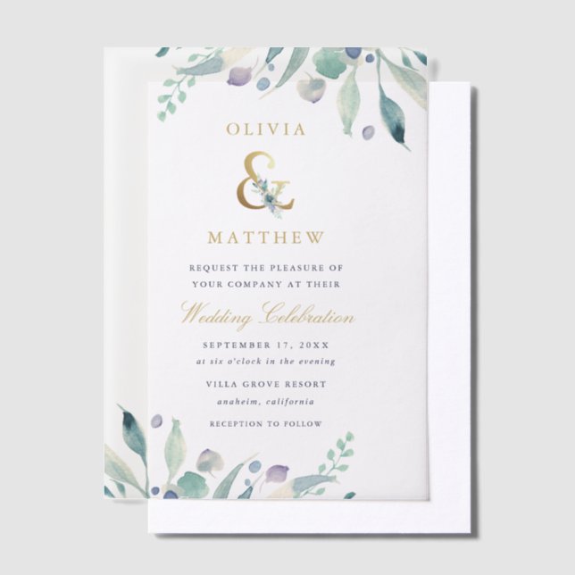 Luxe Floral Wedding Vellum Invitations (Offset)