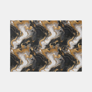 Luxe Fusion: Black and Gold Marble Design Area Rug