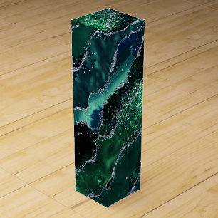 Luxe Gemstone Emerald Glitter Agate Wine Box