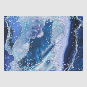 Luxe Gemstone Marble Blue Glitter Agate Tissue Paper