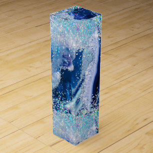 Luxe Gemstone Marble Blue Glitter Agate Wine Box