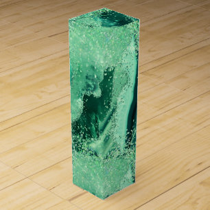 Luxe Gemstone Marble Green Glitter Agate Wine Box