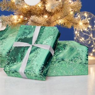 Luxe Gemstone Marble Green Glitter Agate Wrapping Paper