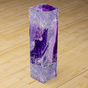 Luxe Gemstone Marble Purple Glitter Agate Wine Box