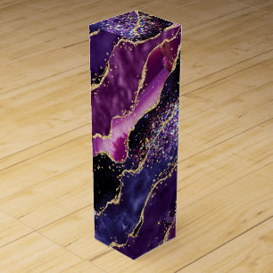 Luxe Gemstone Purple Gold Glitter Agate Wine Box