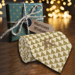 Luxe Geometric Glitter Triangle Personalize Name  Neck Tie