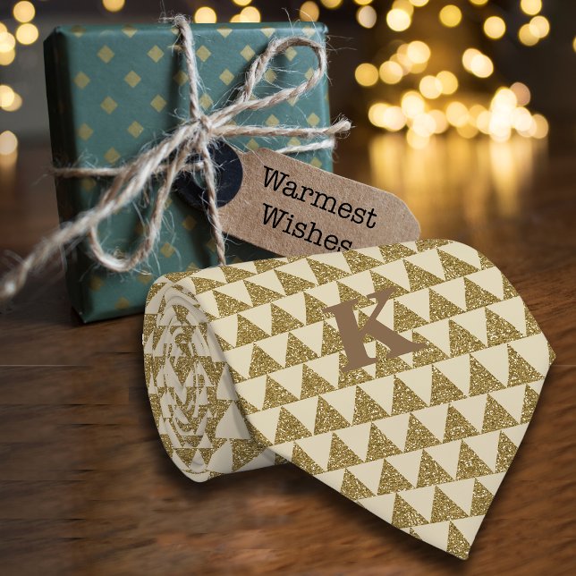 Luxe Geometric Glitter Triangle Personalize Name  Neck Tie (Creator Uploaded)