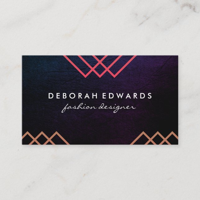 Luxe Geometric Lines Chic Texture Business Card (Front)