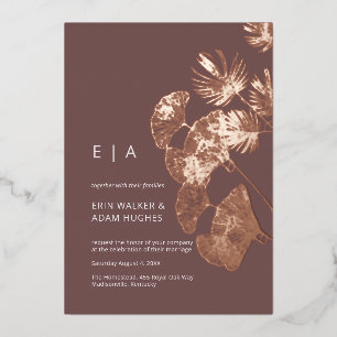 Luxe Gingko Leaf Real Rose Gold Wedding Foil Invitation