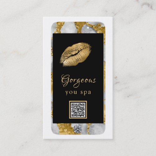 Luxe Glam Cell Phone Gold QR LOGO Photo Business Card