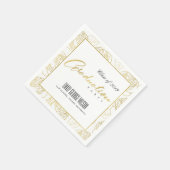 LUXE GLAM FAUX GOLD WHITE  ROSE FLORAL GRADUATION NAPKINS (Corner)