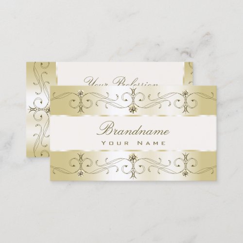 Luxe Glam Gold and Cream Ornate Borders Ornamental Business Card