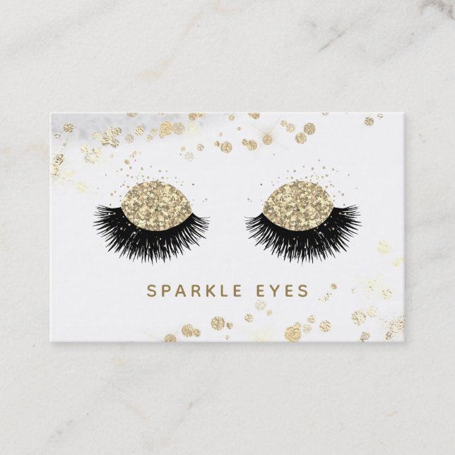 *~* Luxe Glam Gray Black GoldEyes Lashes Business Card (Front)