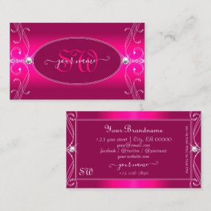 Luxe Glam Pink Ornate Sparkling Diamonds Initials Business Card