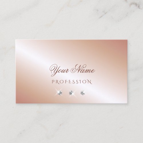 Luxe Glam Rose Gold Sparkling Diamonds Luxurious Business Card