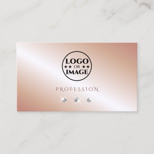 Luxe Glam Rose Gold Sparkling Diamonds with Logo Business Card