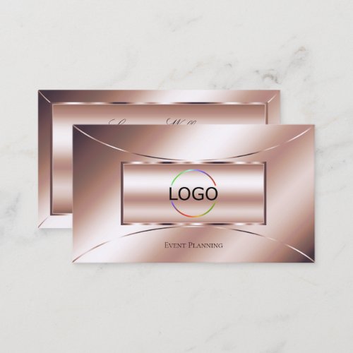 Luxe Glam Rose Golden with Logo Glamorous Stylish Business Card