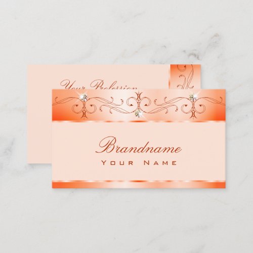 Luxe Glam Salmon Ornate Sparkling Jewels Ornaments Business Card