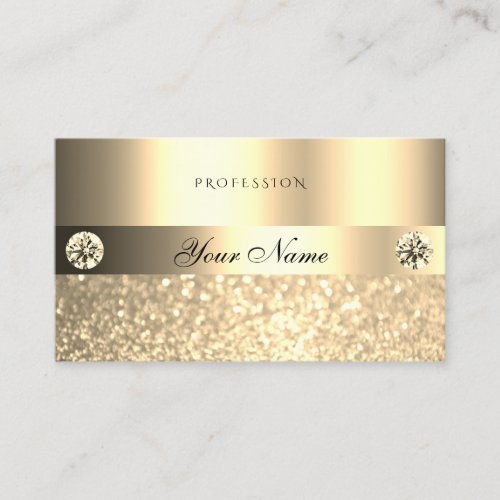Luxe Glam Shimmery Glitter Diamonds Luminous Gold Business Card