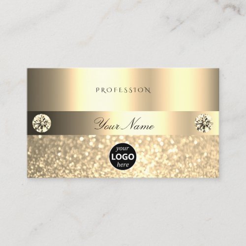 Luxe Glam Shimmery Glitter with Logo Luminous Gold Business Card
