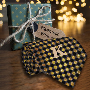 Luxe Glitter Polka Dots Personalize Name Black Neck Tie