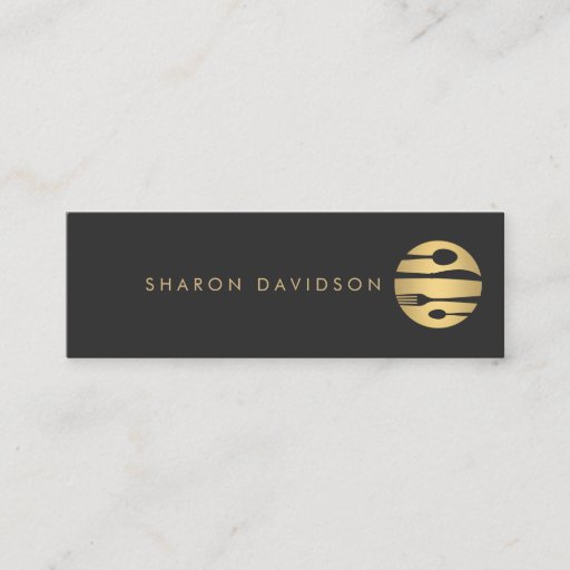 Customizable Luxe Gold and Black Catering, Restaurant Thin Business Cards