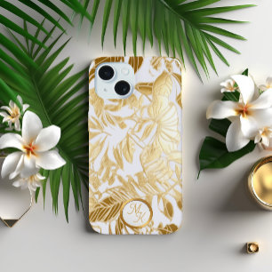 Luxe Gold and Ivory Monstera Leaf iPhone 15 Case