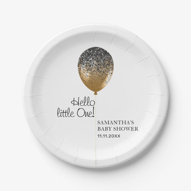 Luxe Gold Baby Shower Balloon Paper Plates