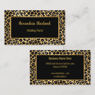 LUXE GOLD BLACK ANIMAL PRINT BUSINESS CARD