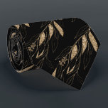 LUXE GOLD BLACK EUCALYPTUS BOTANICAL TIE<br><div class="desc">MODERN CUSTOM DESIGNED MENS UNIQUE WITH AN ABSTRACT DESIGN WITH EUCALYPTUS HIGHLIGHT</div>