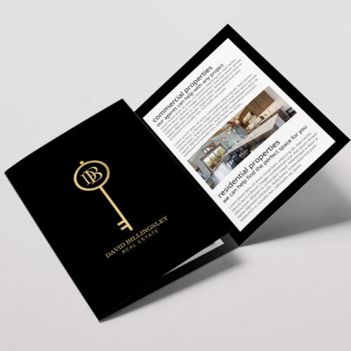 Luxe GoldBlack Skeleton Key Real Estate Brochure