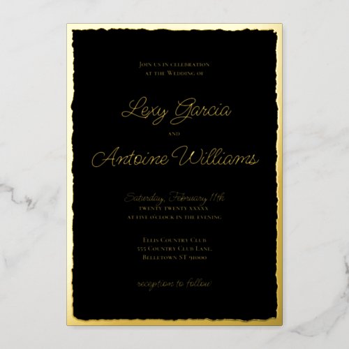 Luxe Gold Bold Edge Black Wedding Invitation