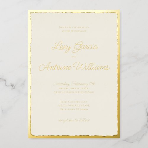 Luxe Gold Bold Edge Ecru Wedding Invitation