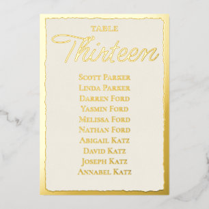 Luxe Gold Bold Edge Ecru Wedding Seating Chart Foil Holiday Card