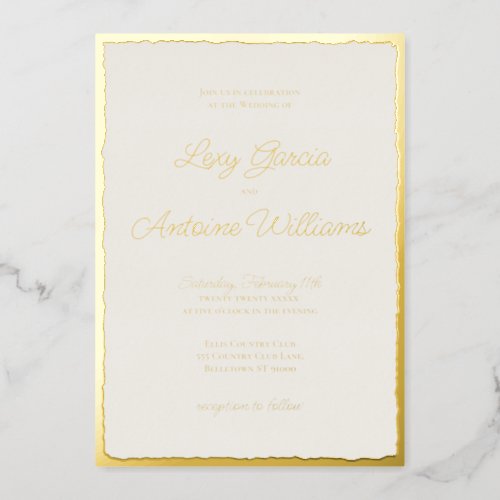 Luxe Gold Bold Edge Off White Wedding Invitation